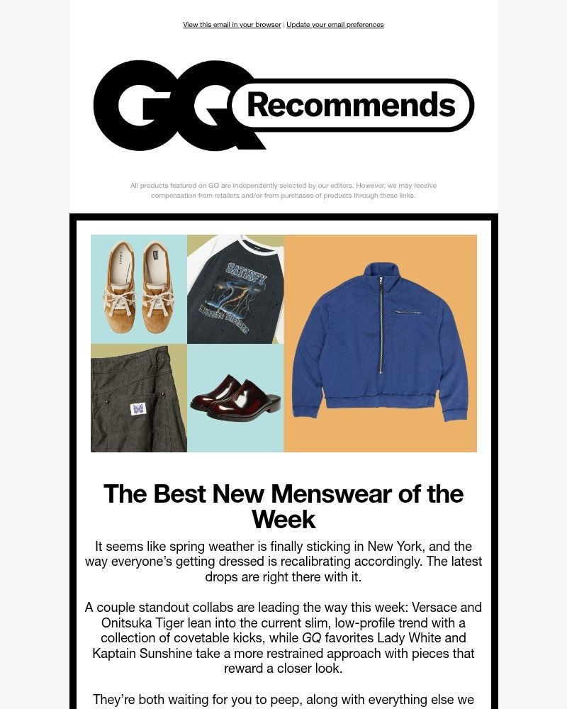 Screenshot of email sent to a GQ Newsletter subscriber