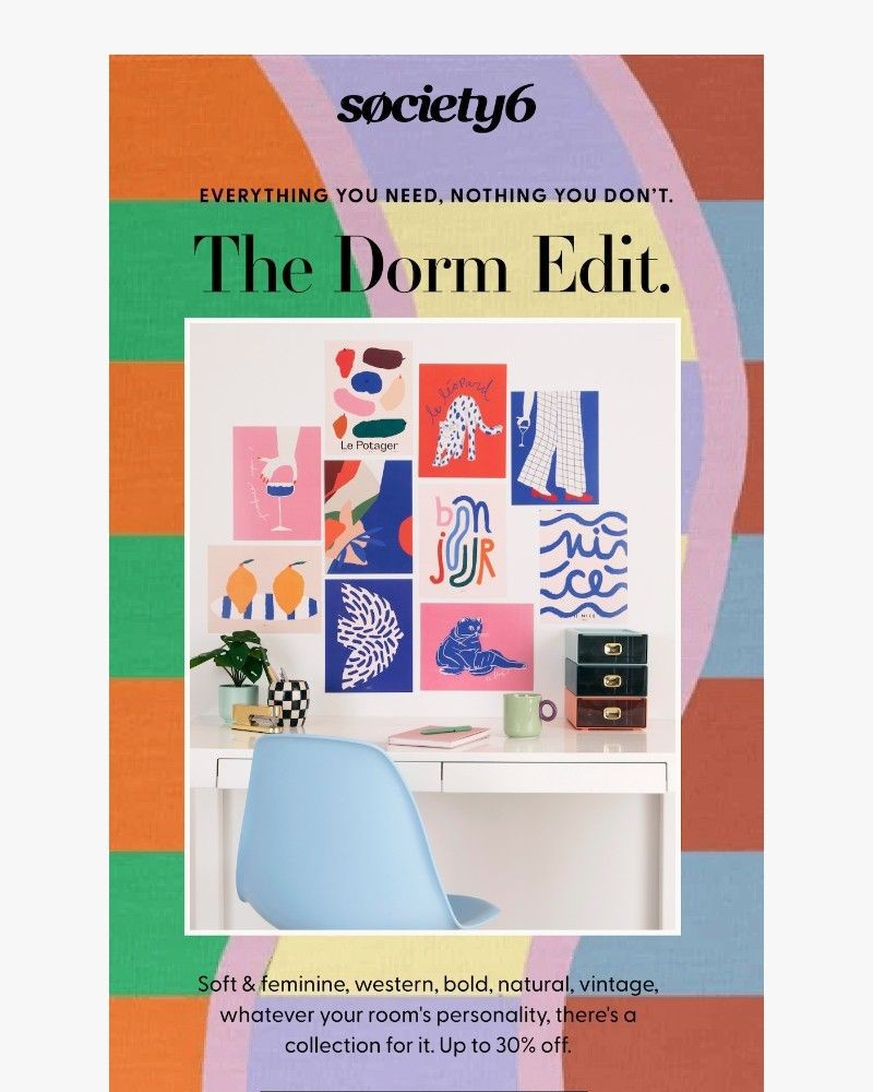 Screenshot of email sent to a Society6 Newsletter subscriber