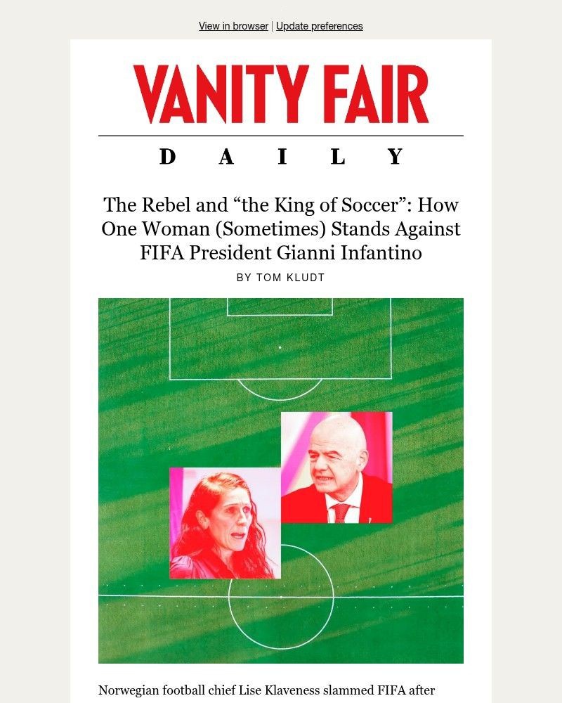 Screenshot of email sent to a Vanity Fair Newsletter subscriber