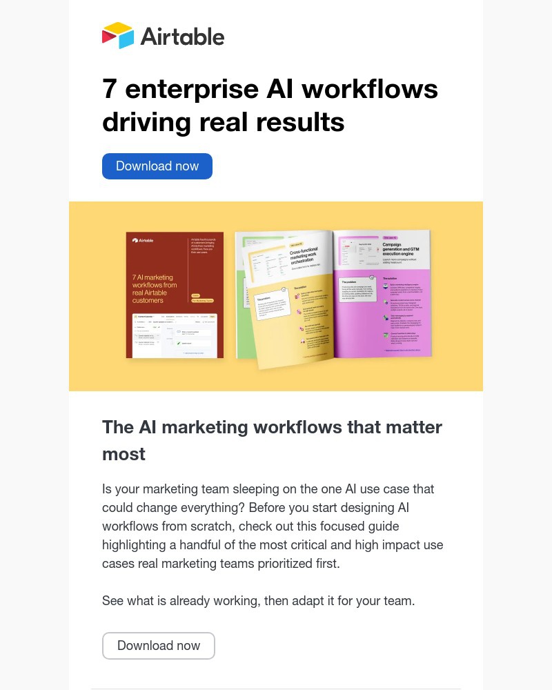 Screenshot of email sent to a Airtable Registered user