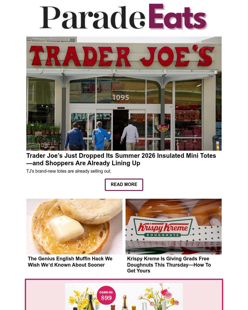 Screenshot of email sent to a Parade Newsletter subscriber