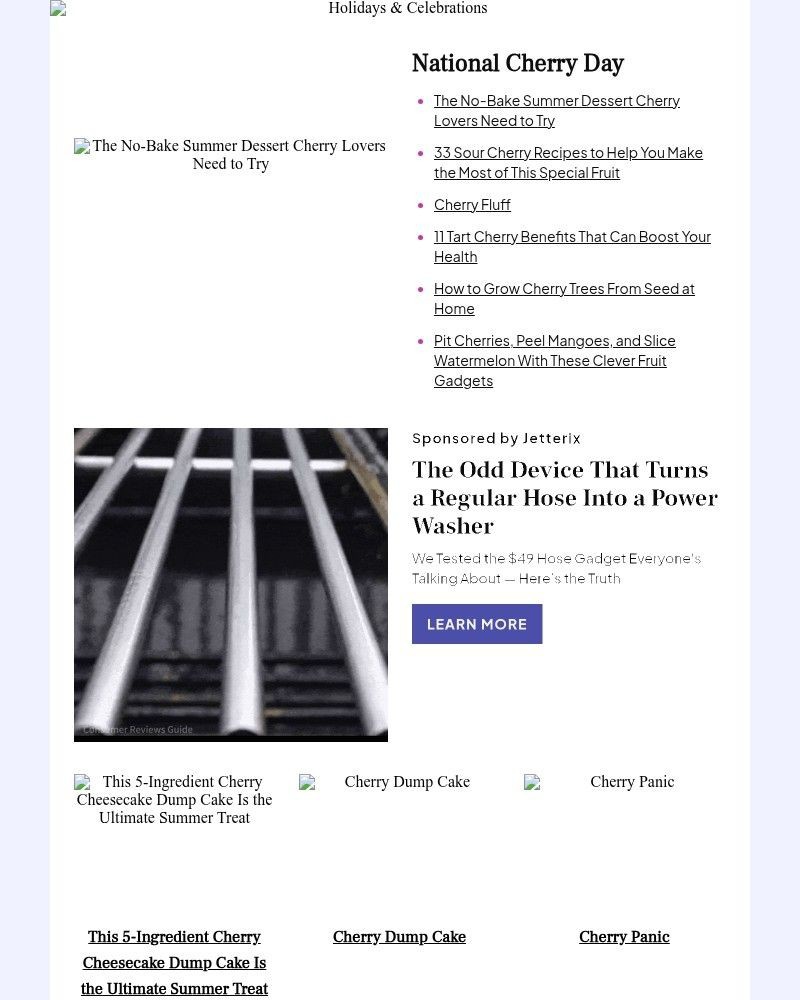 Screenshot of email sent to a Better Homes and Gardens Newsletter subscriber