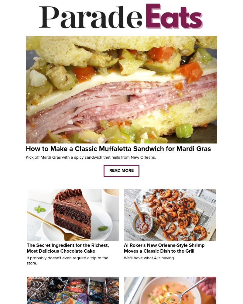 Screenshot of email sent to a Parade Newsletter subscriber