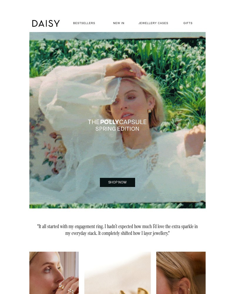 Screenshot of email sent to a Daisy Jewellery Newsletter subscriber