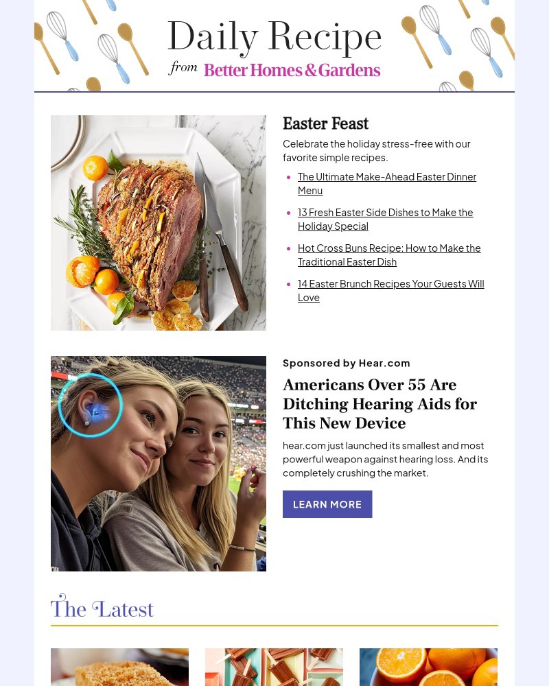 Screenshot of email sent to a Better Homes and Gardens Newsletter subscriber