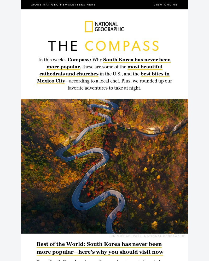 Screenshot of email sent to a National Geographic Newsletter subscriber