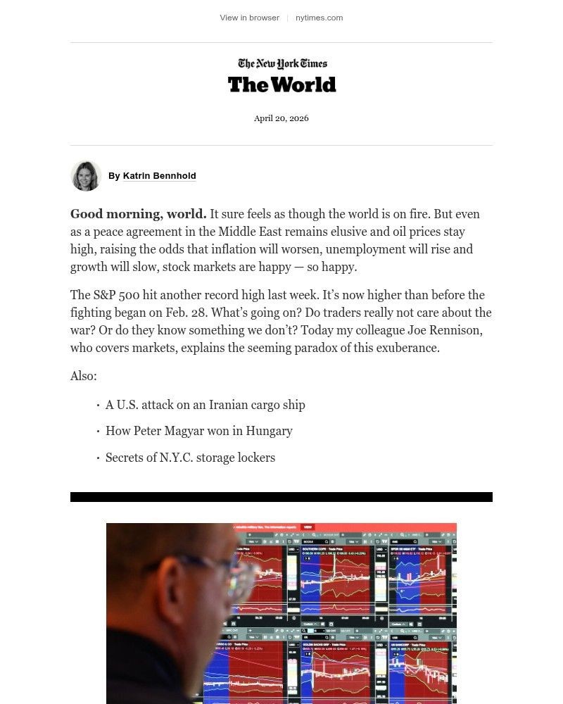 Screenshot of email sent to a The New York Times Customer