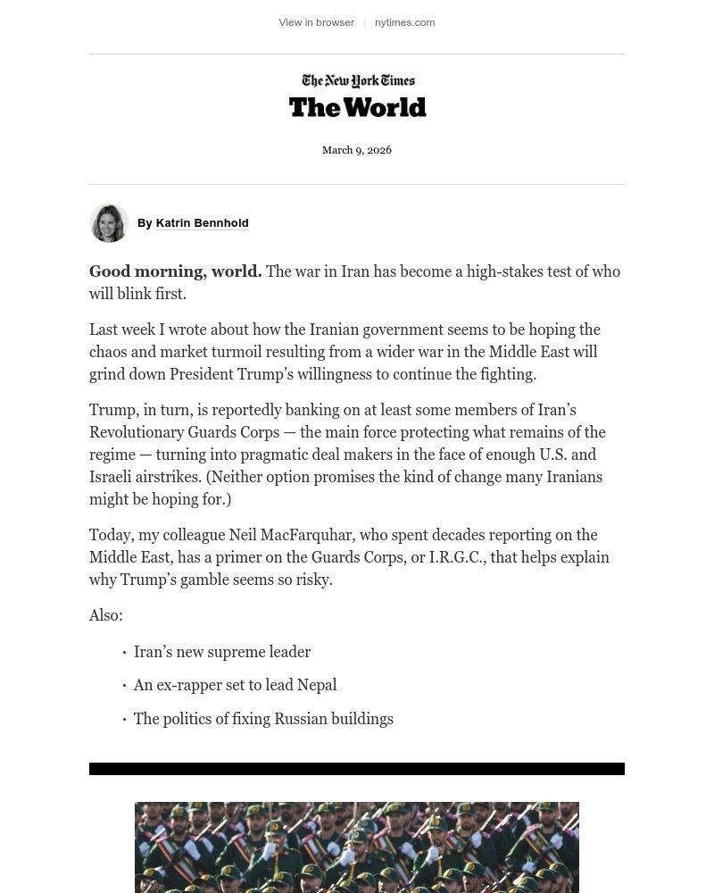 Screenshot of email sent to a The New York Times Customer