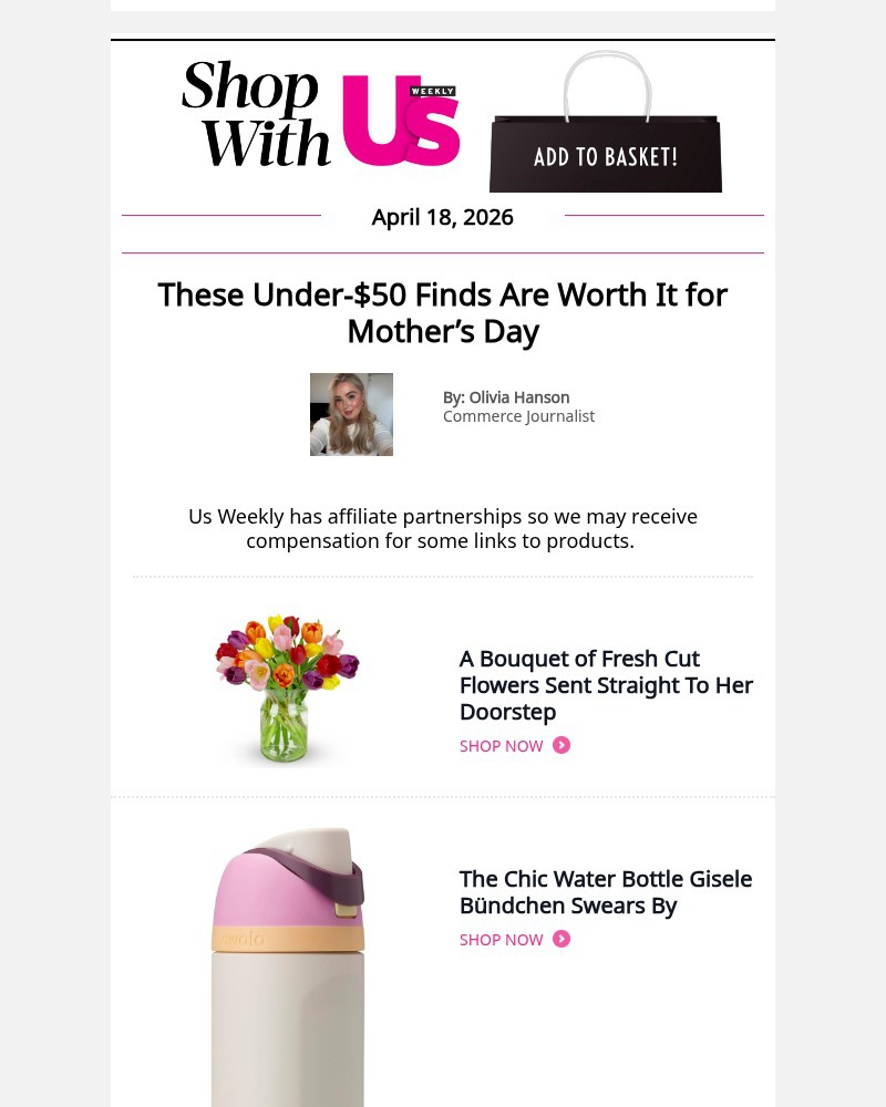 Screenshot of email sent to a Us Weekly Newsletter subscriber