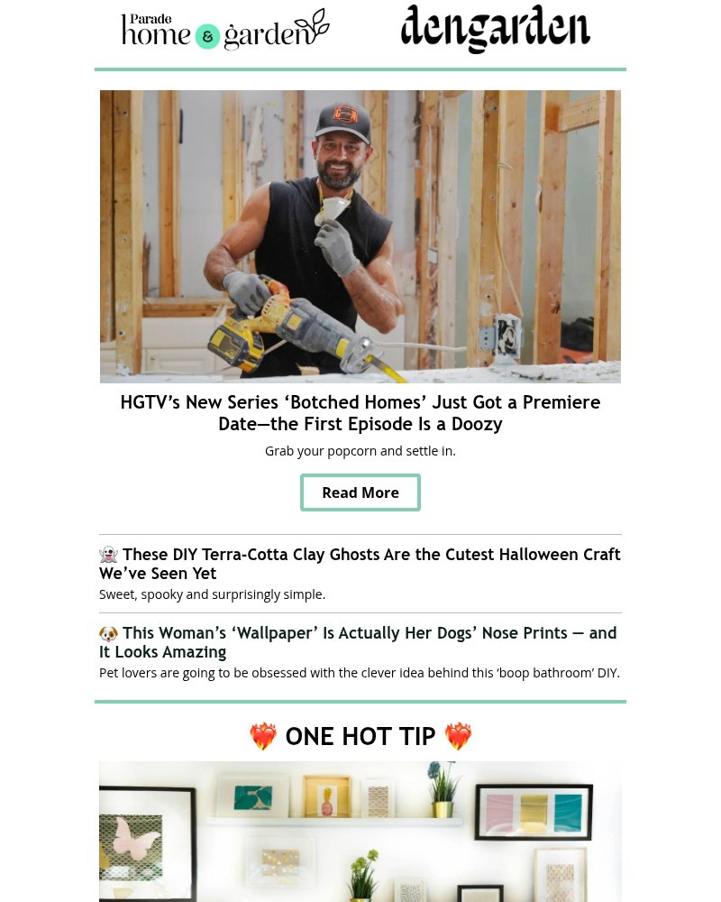 Screenshot of email sent to a Parade Newsletter subscriber