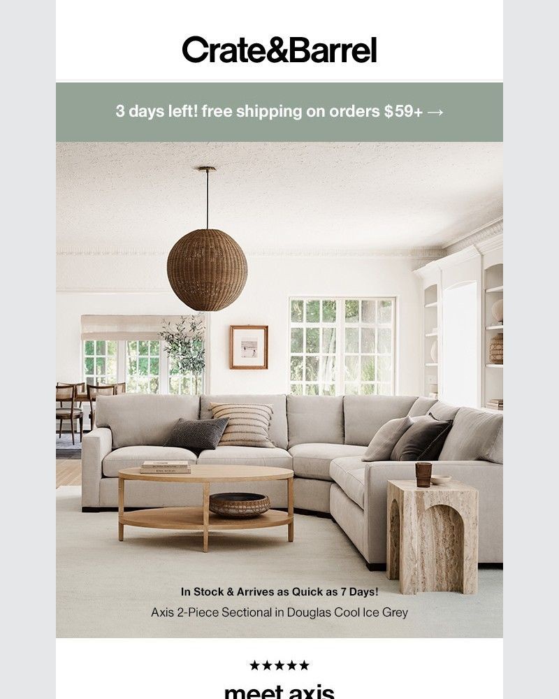 Screenshot of email sent to a Crate & Barrel Newsletter subscriber