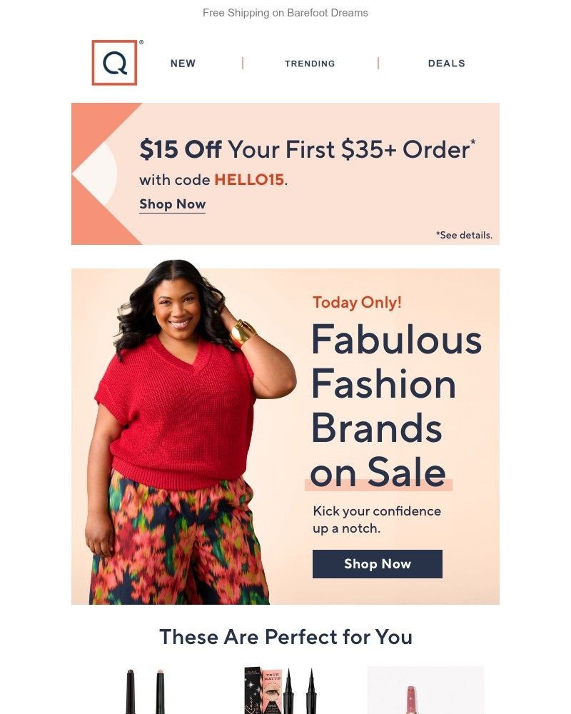 Screenshot of email sent to a QVC Newsletter subscriber