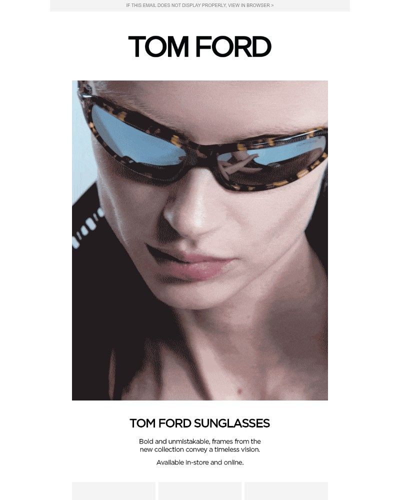 Screenshot of email sent to a Tom Ford Newsletter subscriber