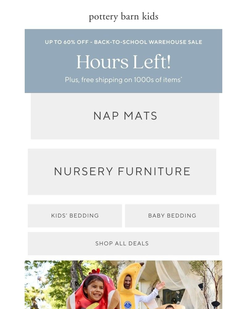 Screenshot of email sent to a Pottery Barn Newsletter subscriber