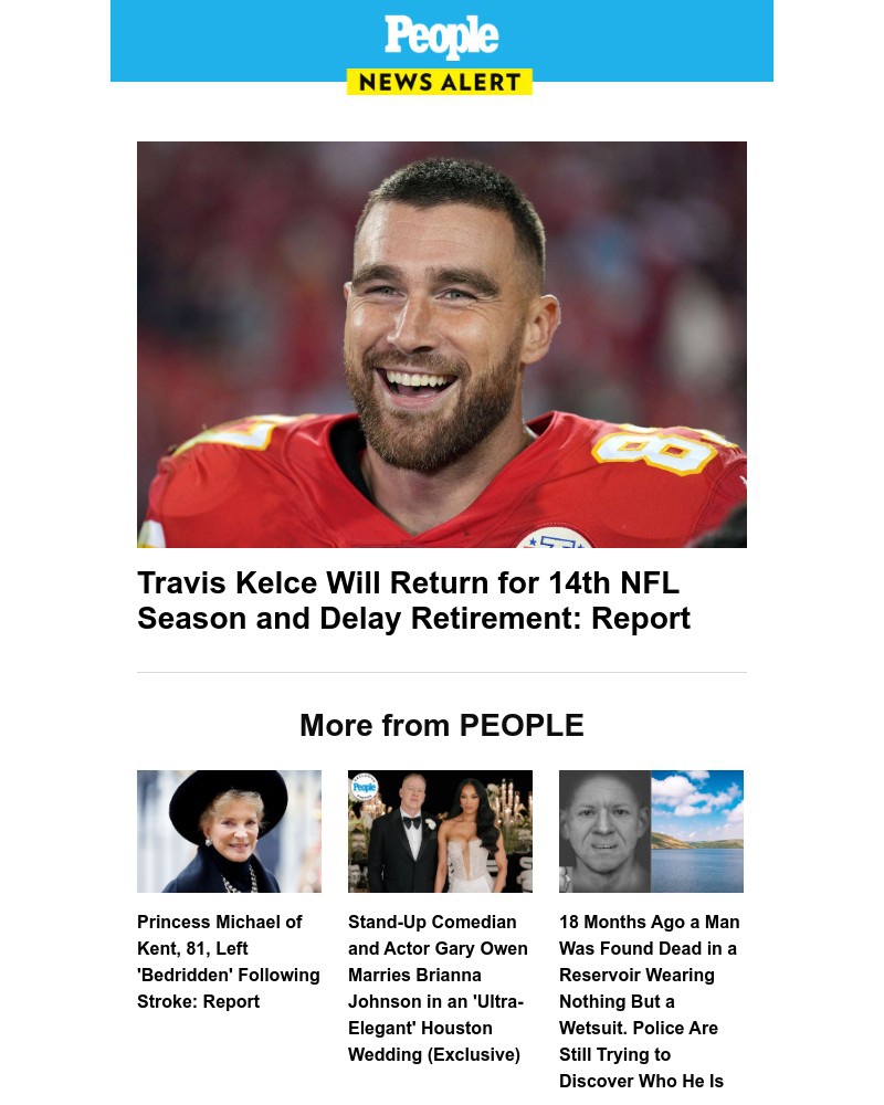 Screenshot of email sent to a People Newsletter subscriber