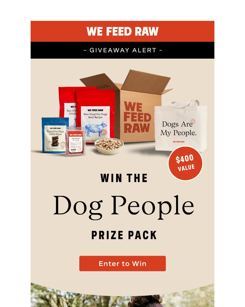 Screenshot of email sent to a We Feed Raw Newsletter subscriber