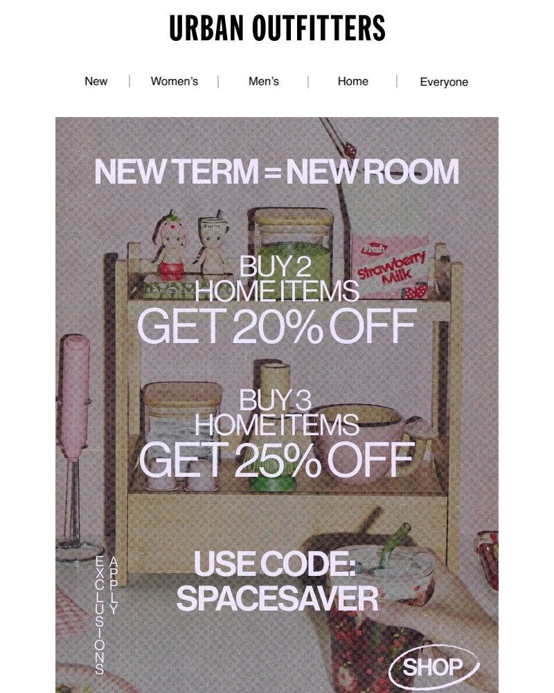Screenshot of email sent to a Urban Outfitters Newsletter subscriber