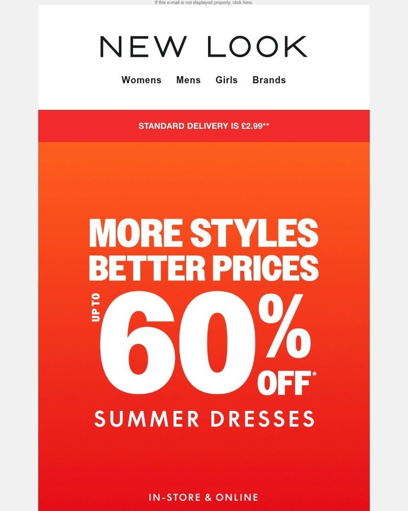 Screenshot of email sent to a New Look Newsletter subscriber