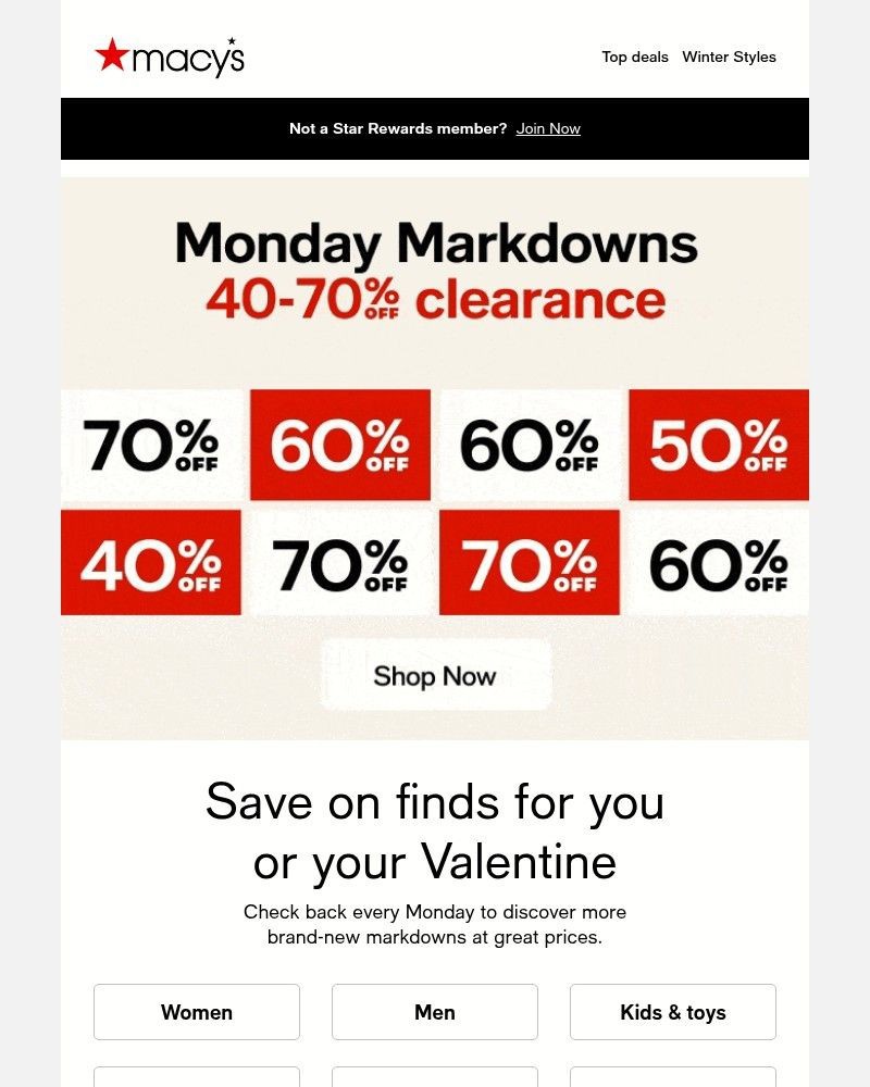 Screenshot of email sent to a Macy's Cart abandoner