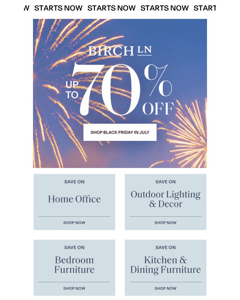 Screenshot of email sent to a Birch Lane Newsletter subscriber