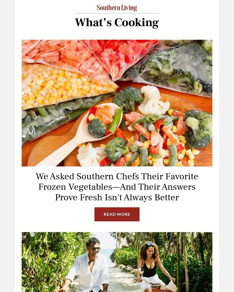 Screenshot of email sent to a Southern Living Newsletter subscriber