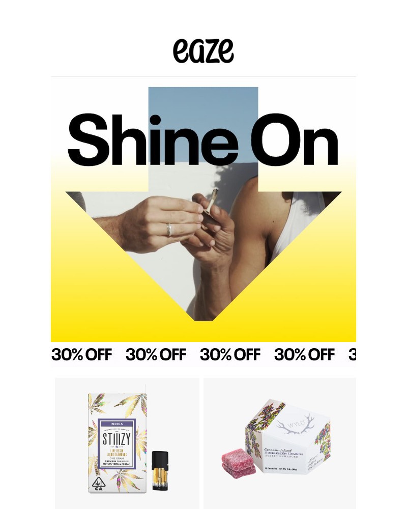 Screenshot of email sent to a Eaze Registered user