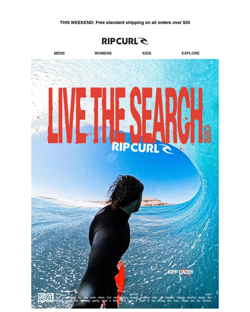 Screenshot of email sent to a Ripcurl Newsletter subscriber