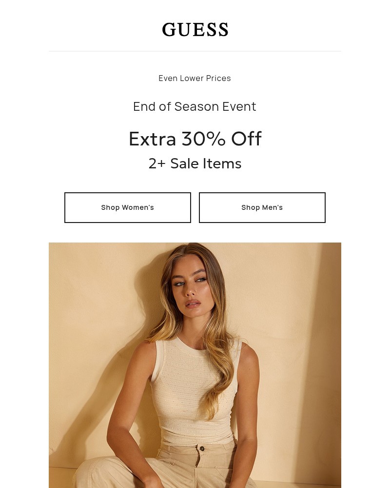 Screenshot of email sent to a Guess Newsletter subscriber