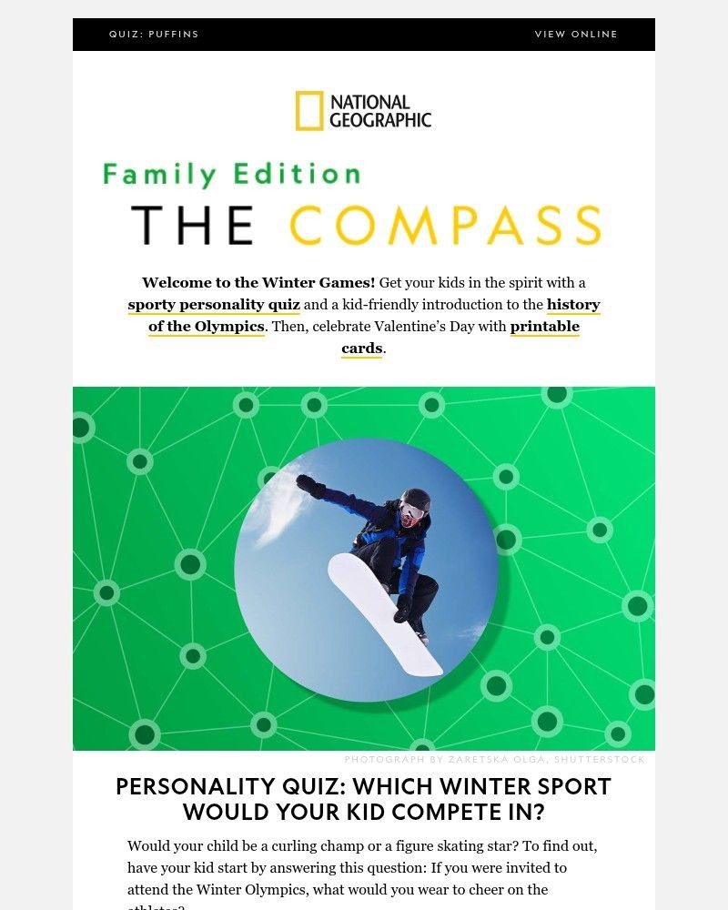 Screenshot of email sent to a National Geographic Newsletter subscriber