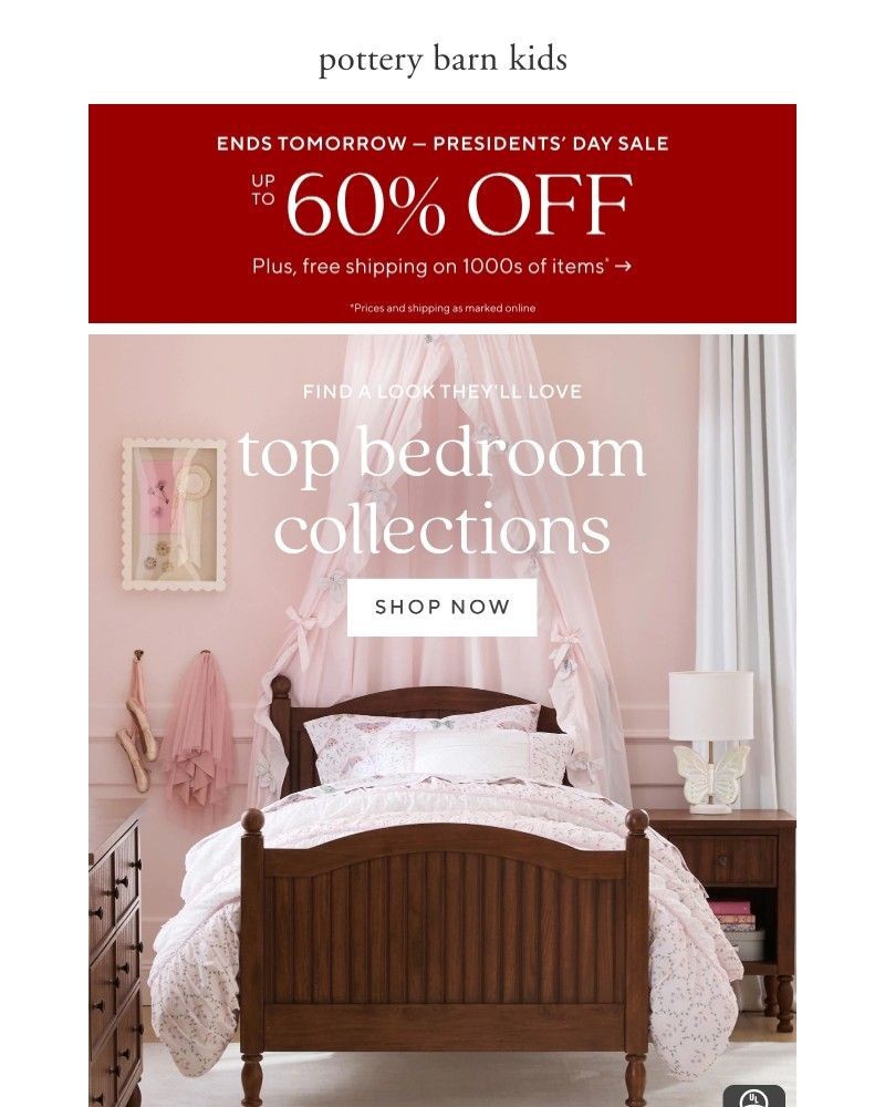 Screenshot of email sent to a Pottery Barn Newsletter subscriber