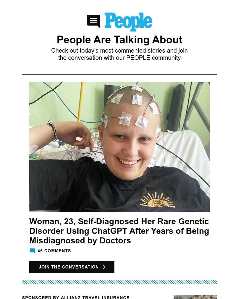 Screenshot of email sent to a People Newsletter subscriber