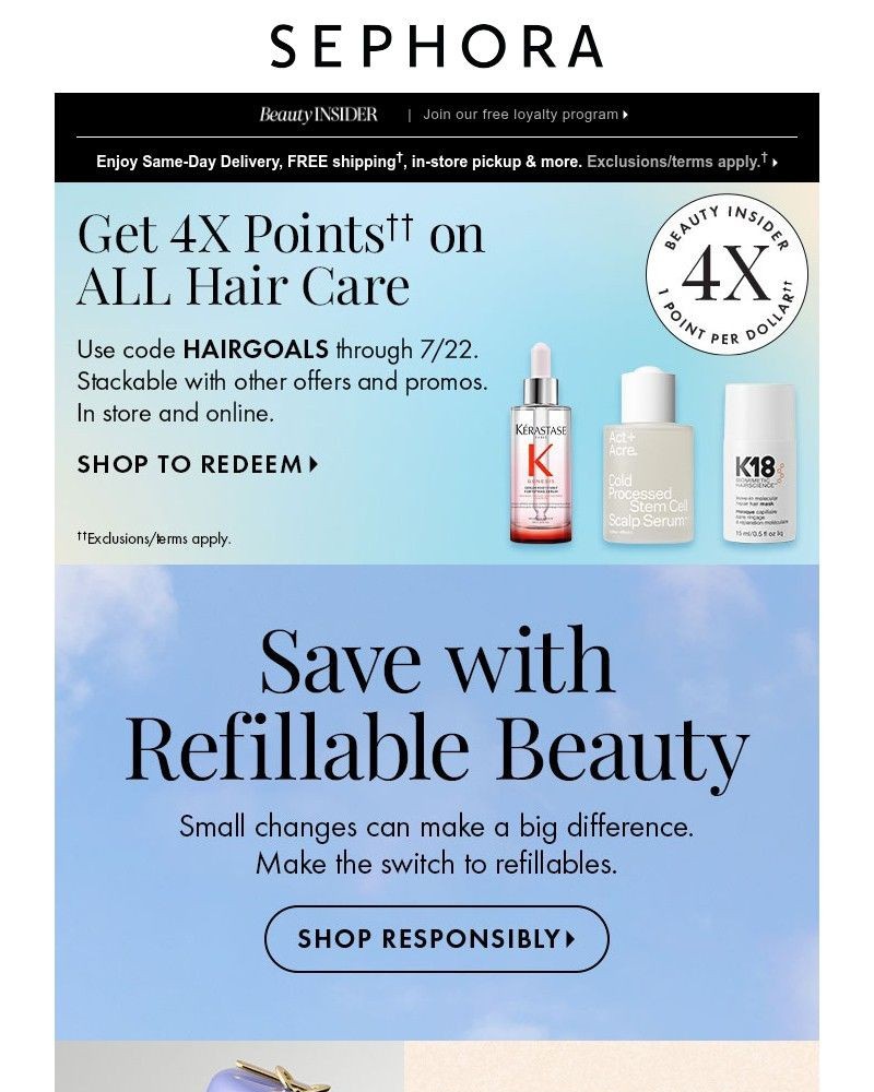 Screenshot of email sent to a Sephora Newsletter subscriber