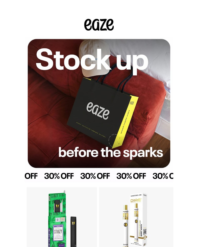 Screenshot of email sent to a Eaze Registered user