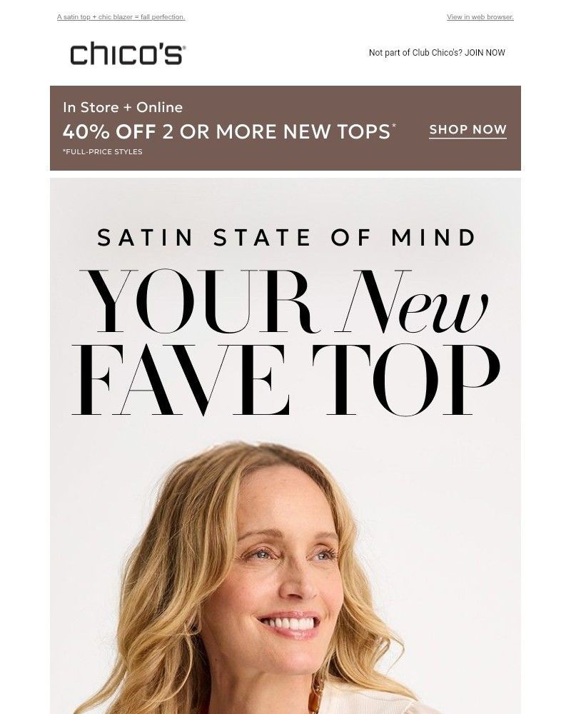 Screenshot of email sent to a Chico’s Newsletter subscriber