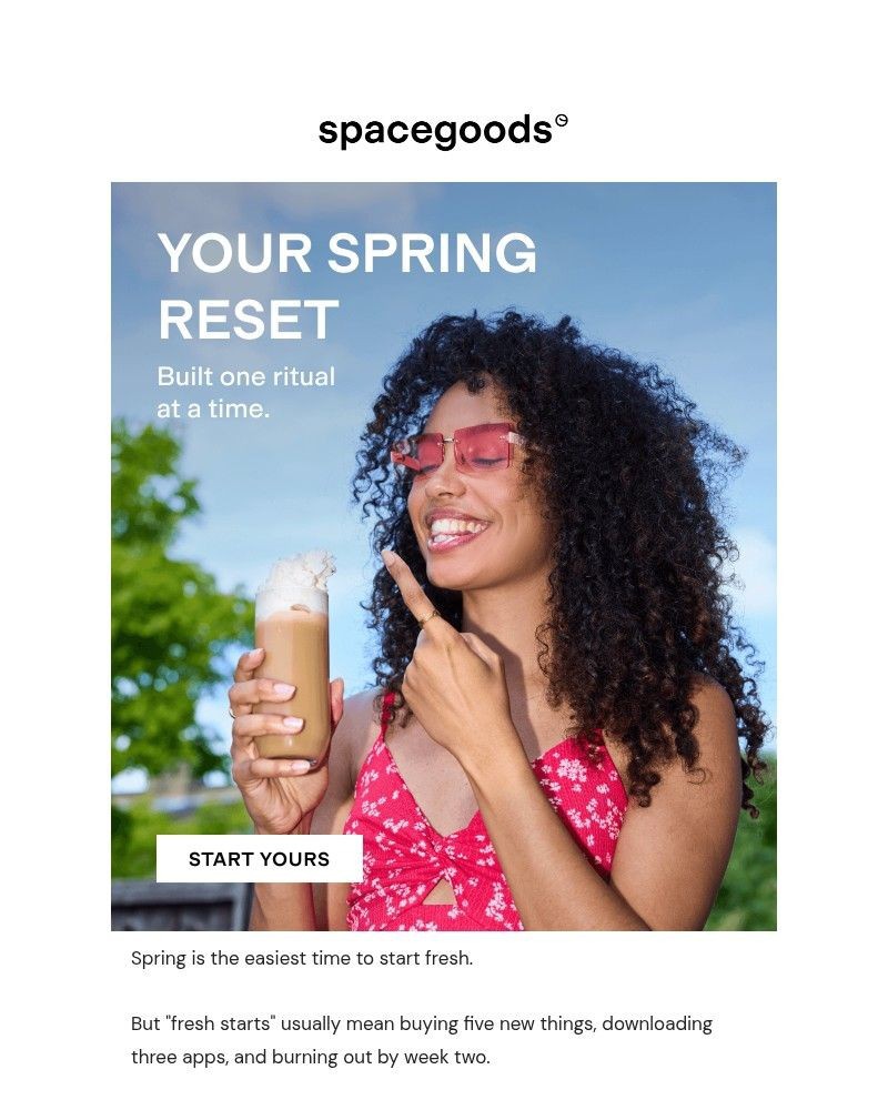 Screenshot of email sent to a Spacegoods Newsletter subscriber