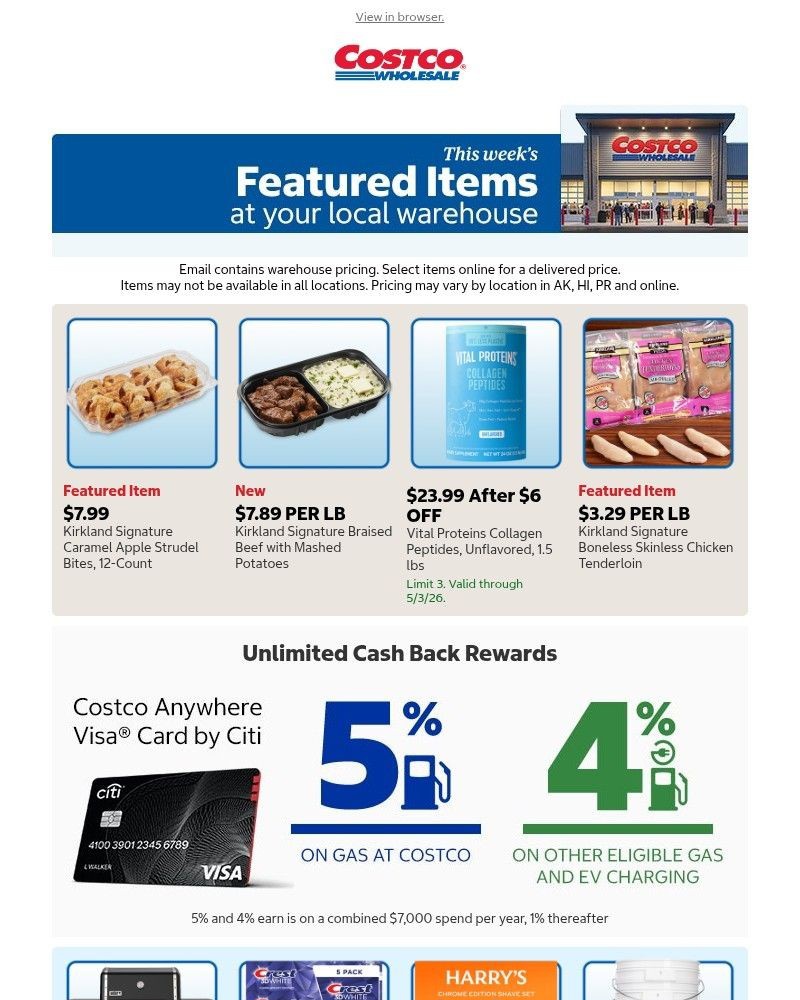 Screenshot of email sent to a Costco Newsletter subscriber