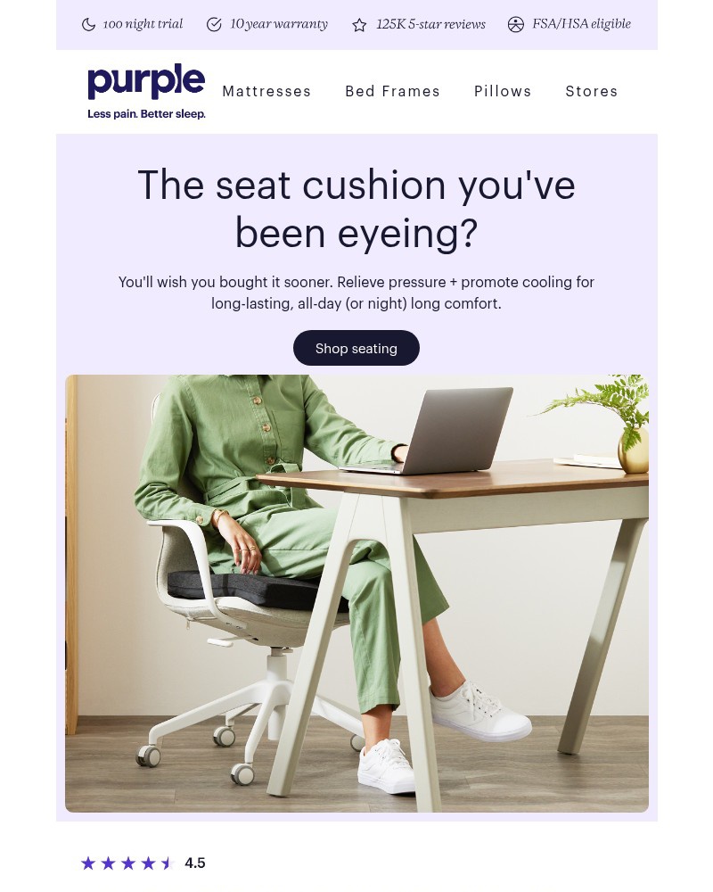 Screenshot of email sent to a Purple Cart abandoner